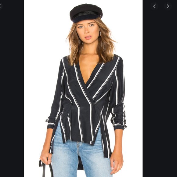 Rag & Bone Debbie Stripe Silk Blouse - Picture 2 of 4